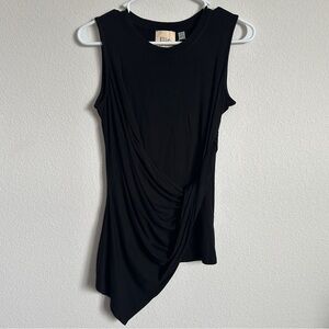 NWT Elie Tahari black casual uneven hem sleeveless stretchy shirt top